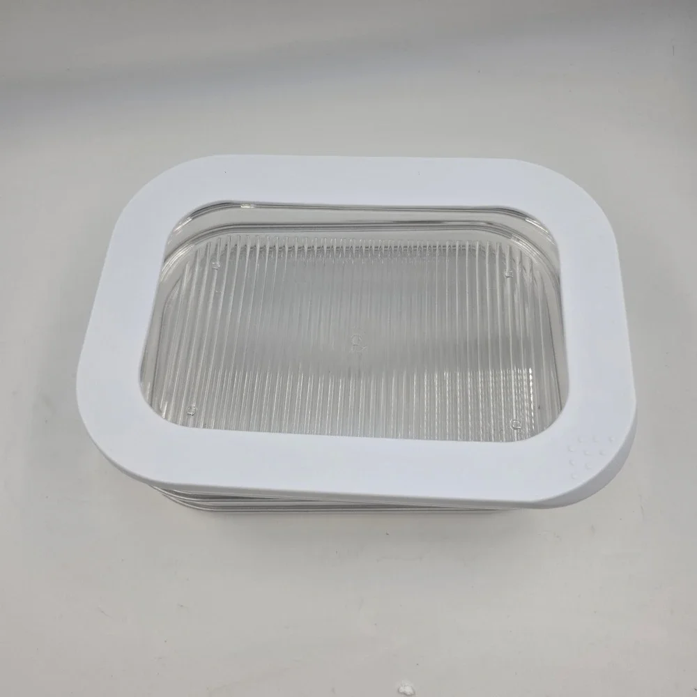 Clear Plastic 3 Tier Stackable Food Storage Container Set White Lid 9x6 Inch L4